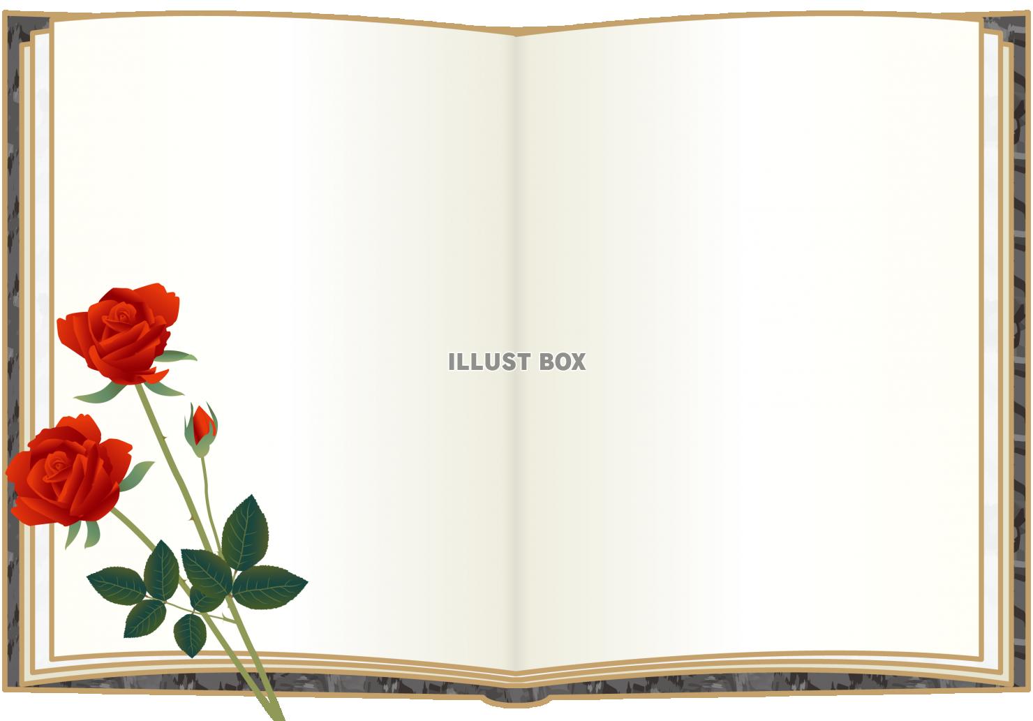 本のフレーム　赤バラ