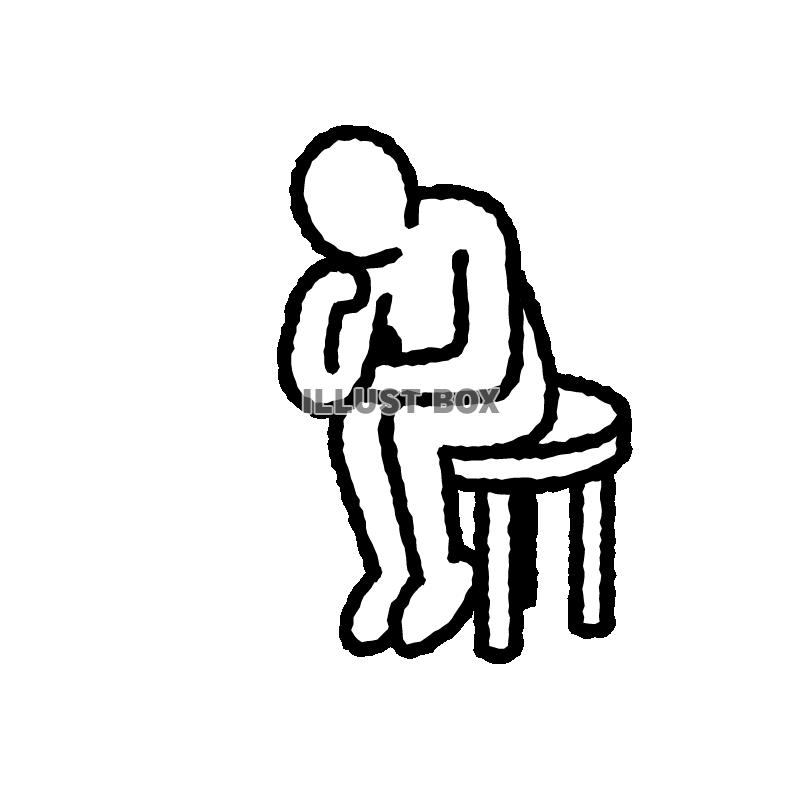 シンプル人物ポーズシリーズ　椅子に座って考える人