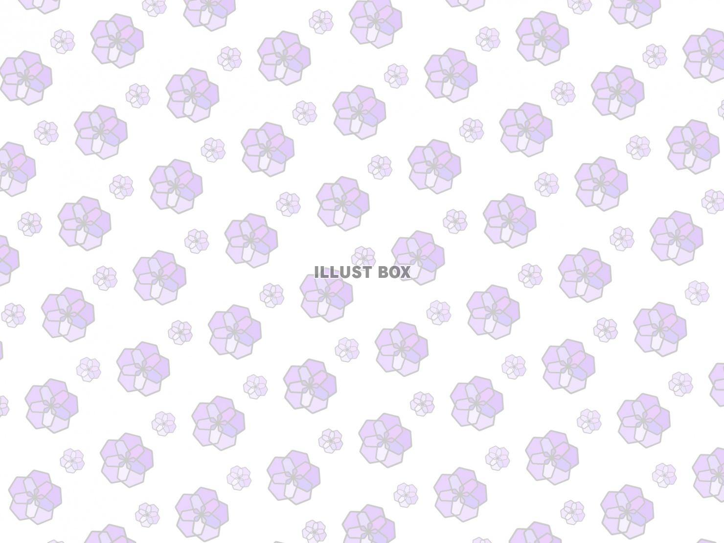 六角形モチーフの花柄パターン_紫色