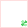 シンプルな四つ葉のクローバーのフレーム（正方形枠）　ピンク色　透過PNG