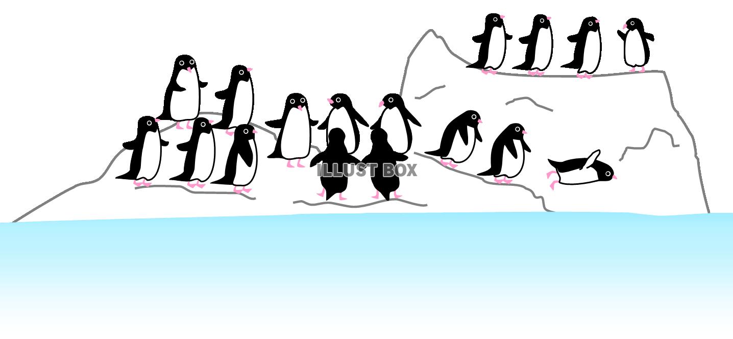 氷山とペンギン４（南極、海）