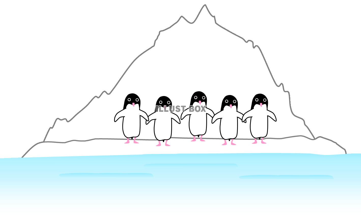 氷山とペンギン５（南極、海）