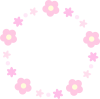 ピンクの花　丸フレーム02
