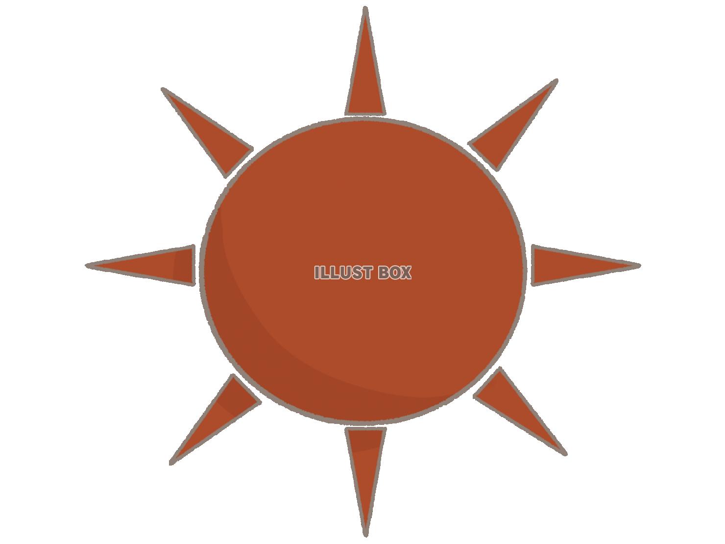お天気マーク　ギラギラ太陽のイラスト　線あり