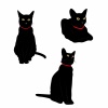 黒猫3ポーズセット④　素材・イラスト