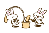 ウサギキャラシリーズ　餅つきするウサギ
