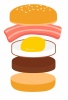 ベーコンとエッグとパティ（バーガー）のベーコンエッグハンバーガーの中身のイラスト