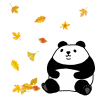 秋のパンダと紅葉・落ち葉