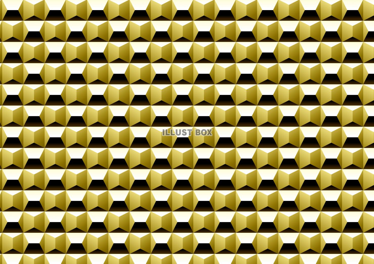 ゴールドでメタリックな立体的ブロックの壁紙　パターン 