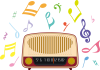 レトロなラジオと音符　音楽・ミュージックのイメージ