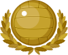 ゴールドの月桂樹の葉とバレーボール　スポーツ　勝利のシンボル