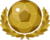 ゴールドの月桂樹の葉とサッカーボール　スポーツ　勝利のシンボル