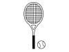 テニスボールとテニスラケット　モノクロ