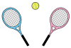 テニスボールと2本のテニスラケット