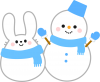 ウサギと雪だるま　青