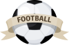 サッカーボールとタイトルの帯　スポーツのシンボル　マーク