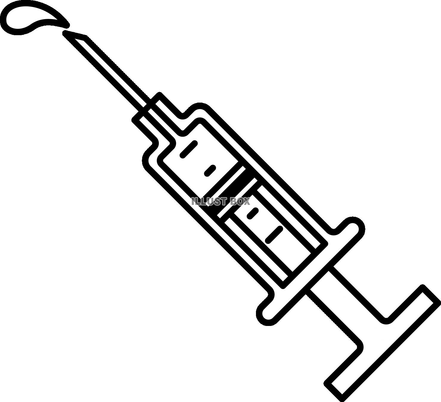 シンプルな注射器 医療　メディカルのイメージ　線画