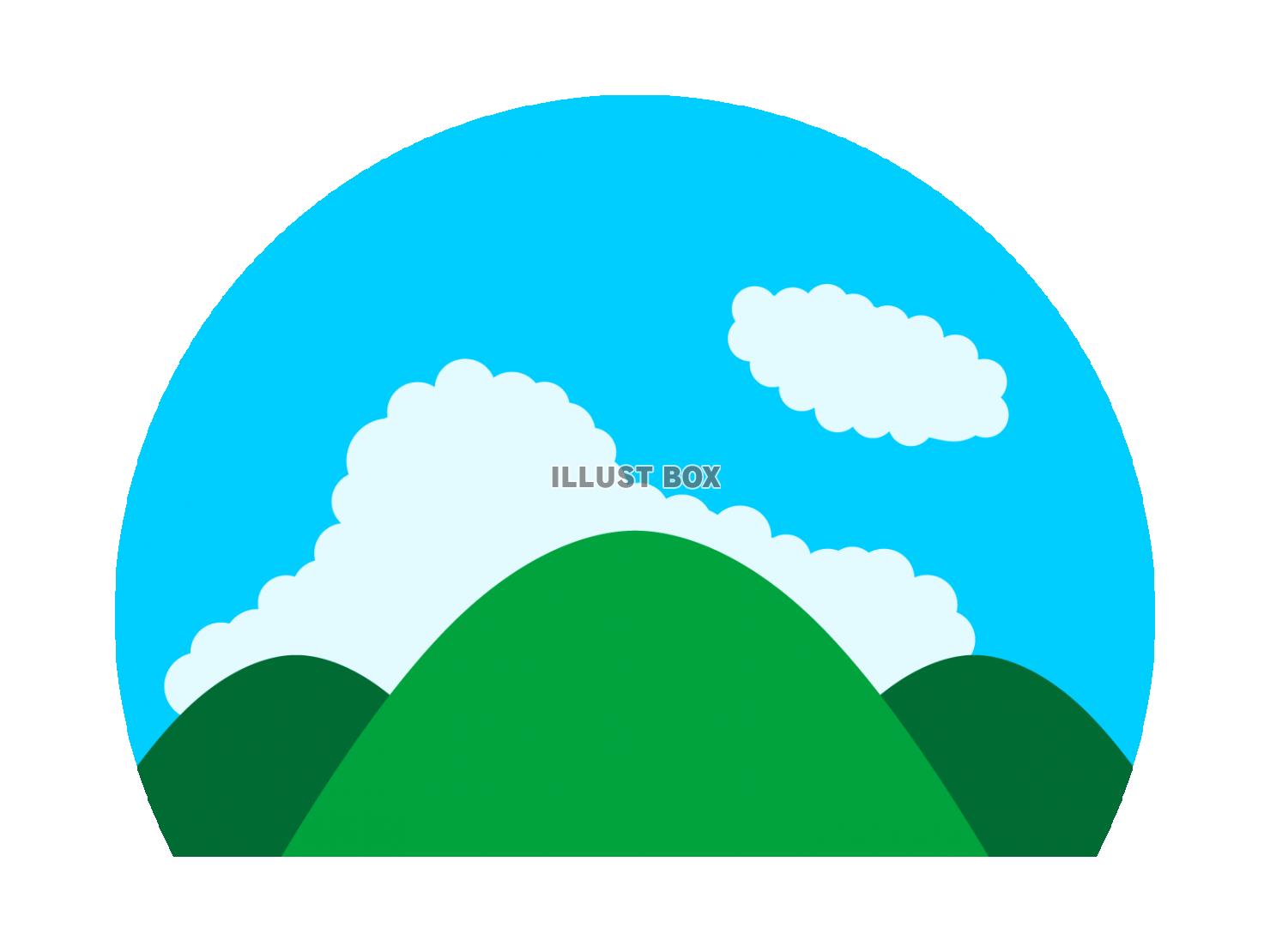 シンプルな山と青空のアイコン素材【透過PNG】