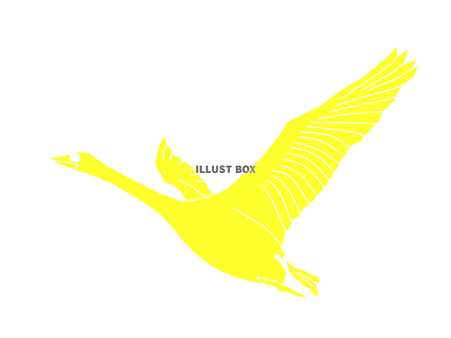 黄色の羽ばたく鶴のシルエットアイコン