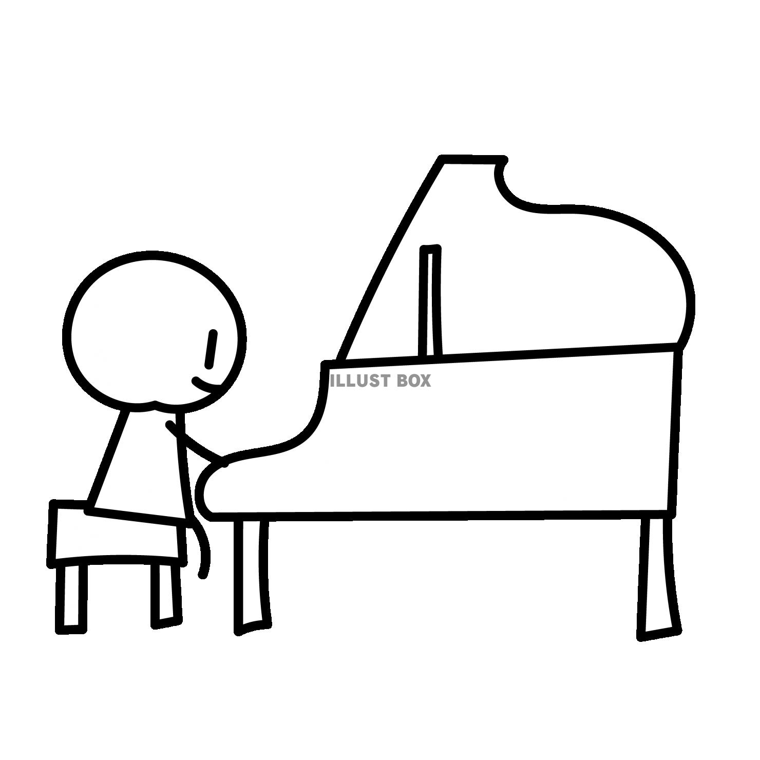 グランドピアノを演奏する人