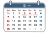 ハガキサイズ横　2023年5月　カレンダー