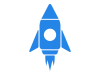 青いシンプルなロケットのアイコン素材【透過PNG】
