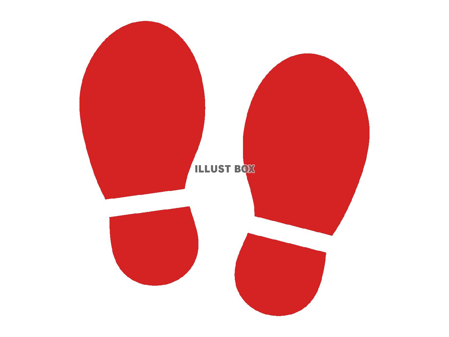 赤い人間の足跡（靴跡）のアイコン【透過PNG】