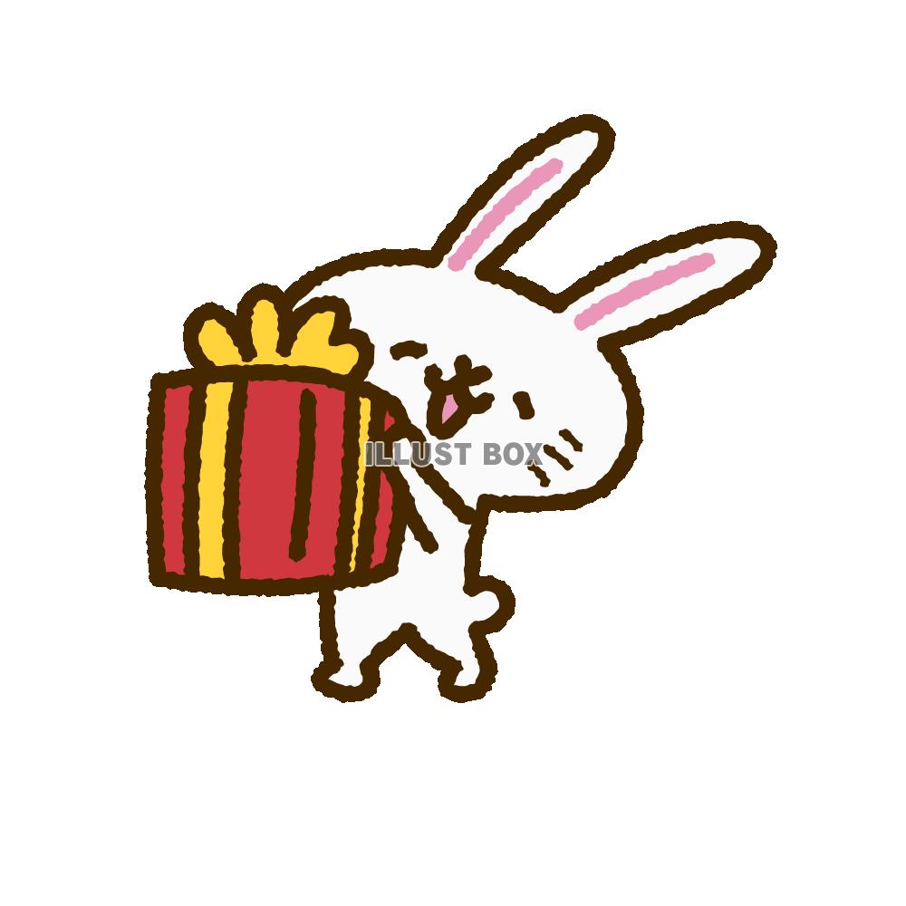 ウサギキャラシリーズ　プレゼントを持つウサギ