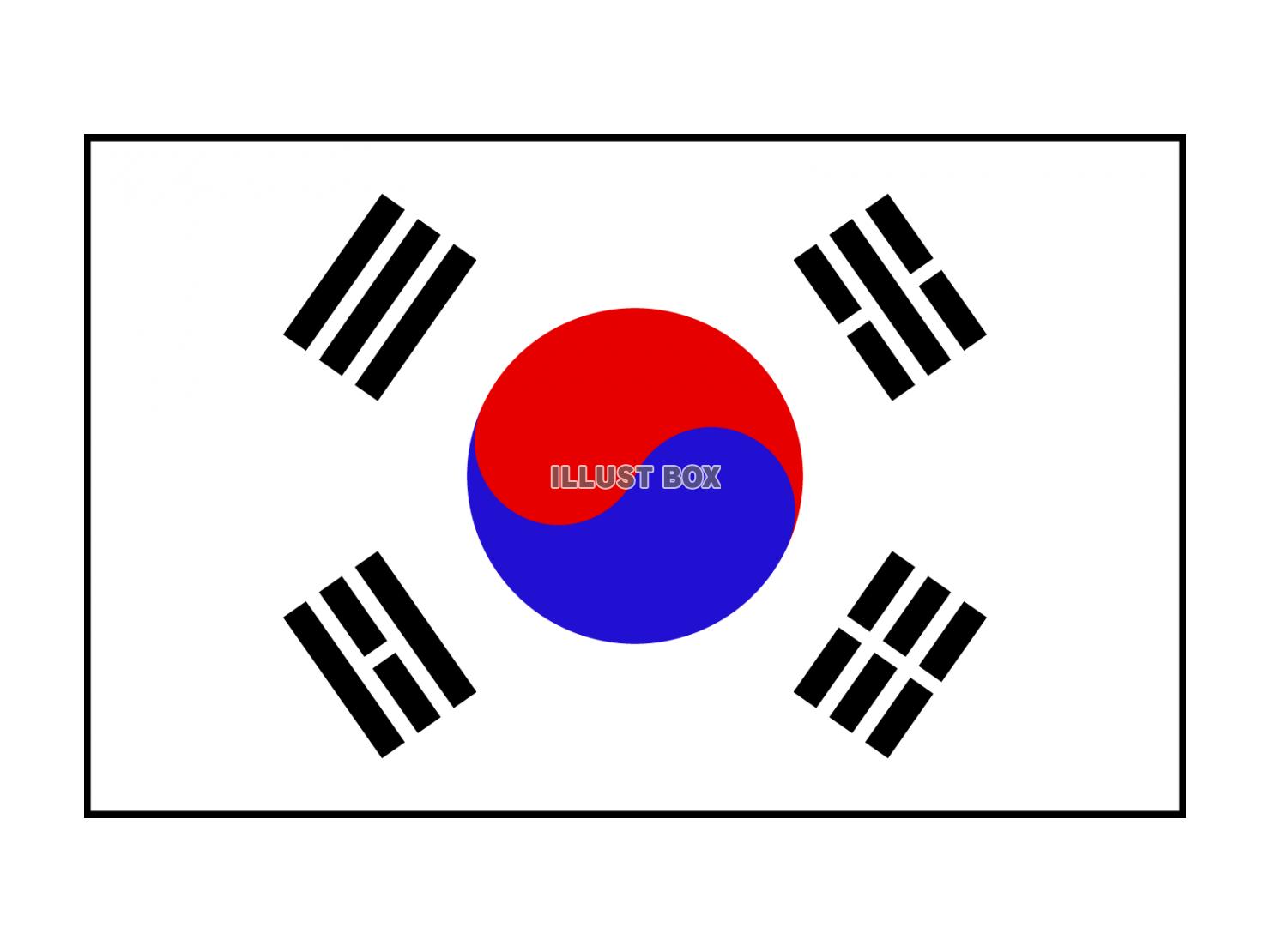シンプルな韓国の国旗のアイコン【透過PNG】