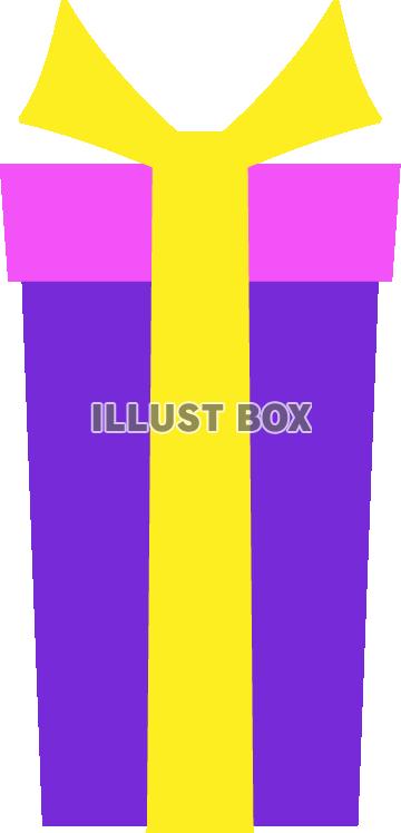 プレゼントボックス01　縦長　紫と黄リボン