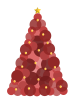 赤いクリスマスツリーのイラスト