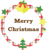 クリスマスのロゴ15　ベルとツリーと星