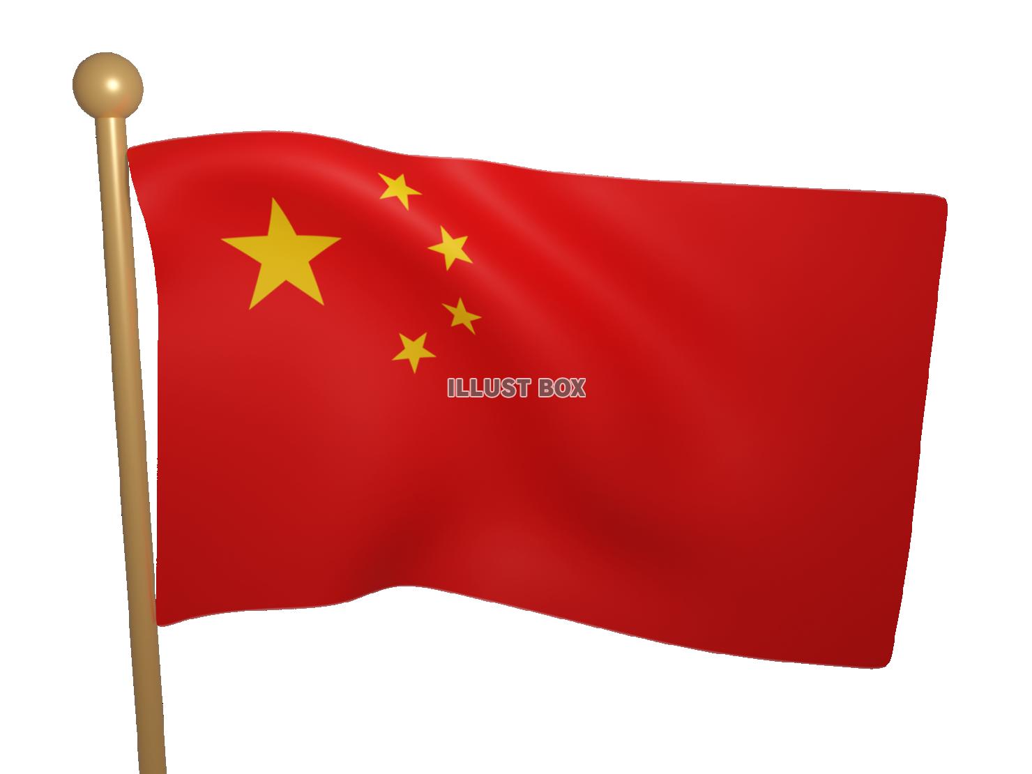 リアルになびく中国国旗の3DCG【透過PNG】