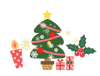 大人かわいいカラーのクリスマスツリー　透過png