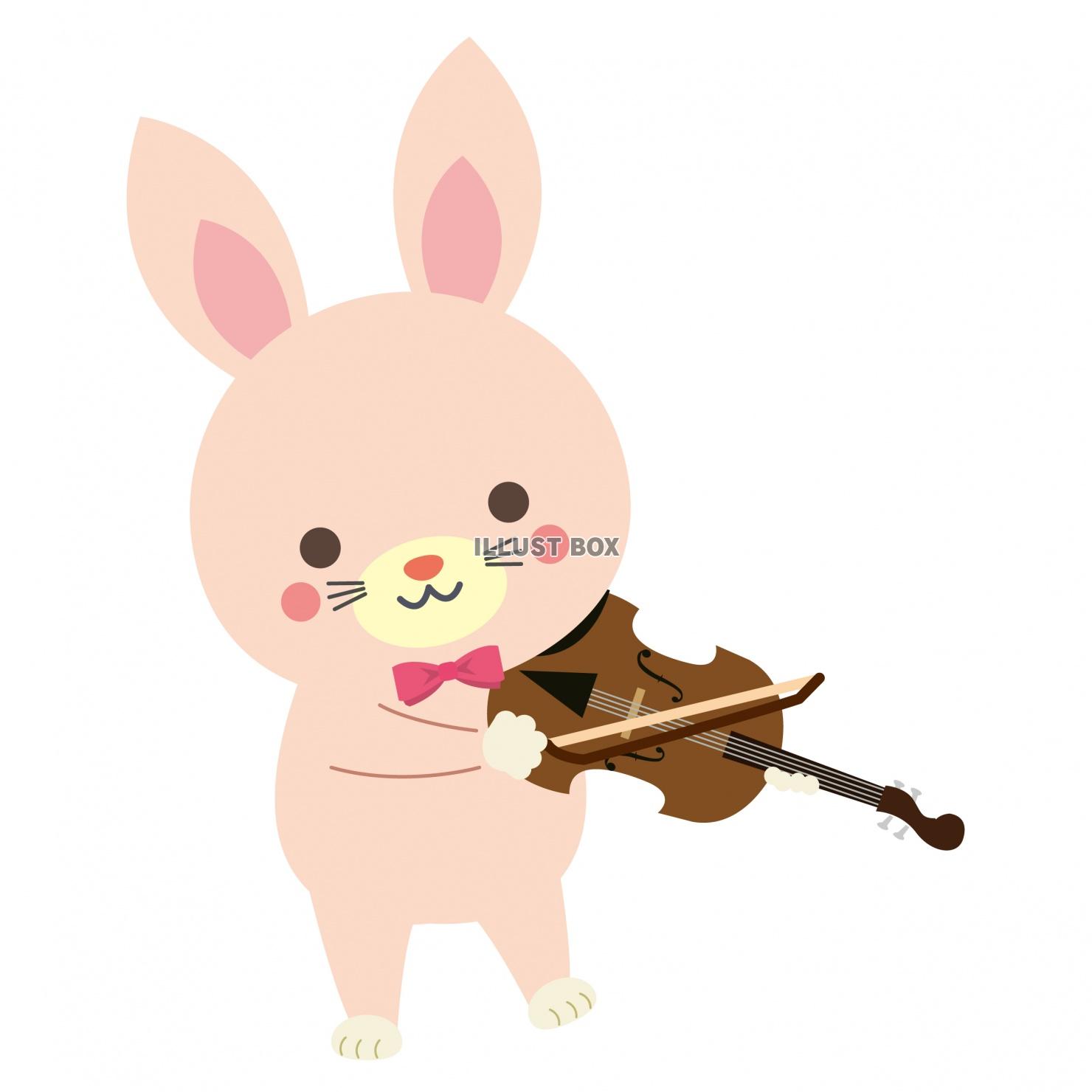 2023年卯年 年賀状に使えるかわいいうさぎのバイオリン弾き
