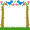 小鳥と花模様のフレームシンプル飾り枠背景イラスト