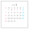 2023年月間カレンダー　5月　シンプル正方形フレーム