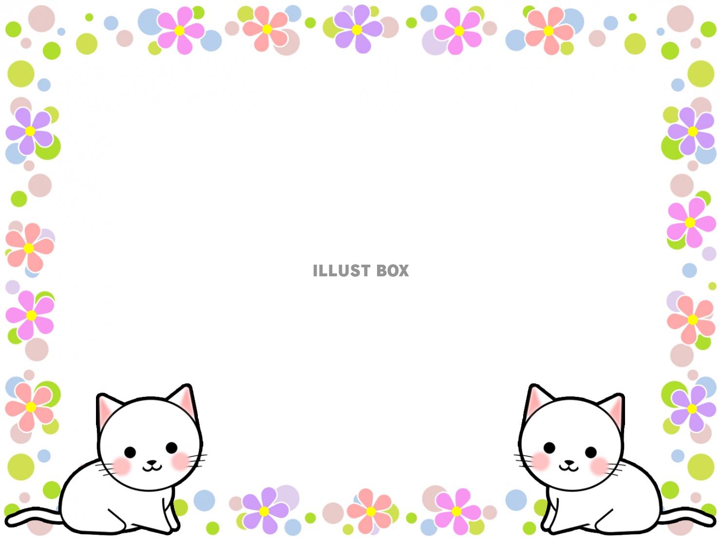 白い子猫フレームシンプル飾り枠背景素材