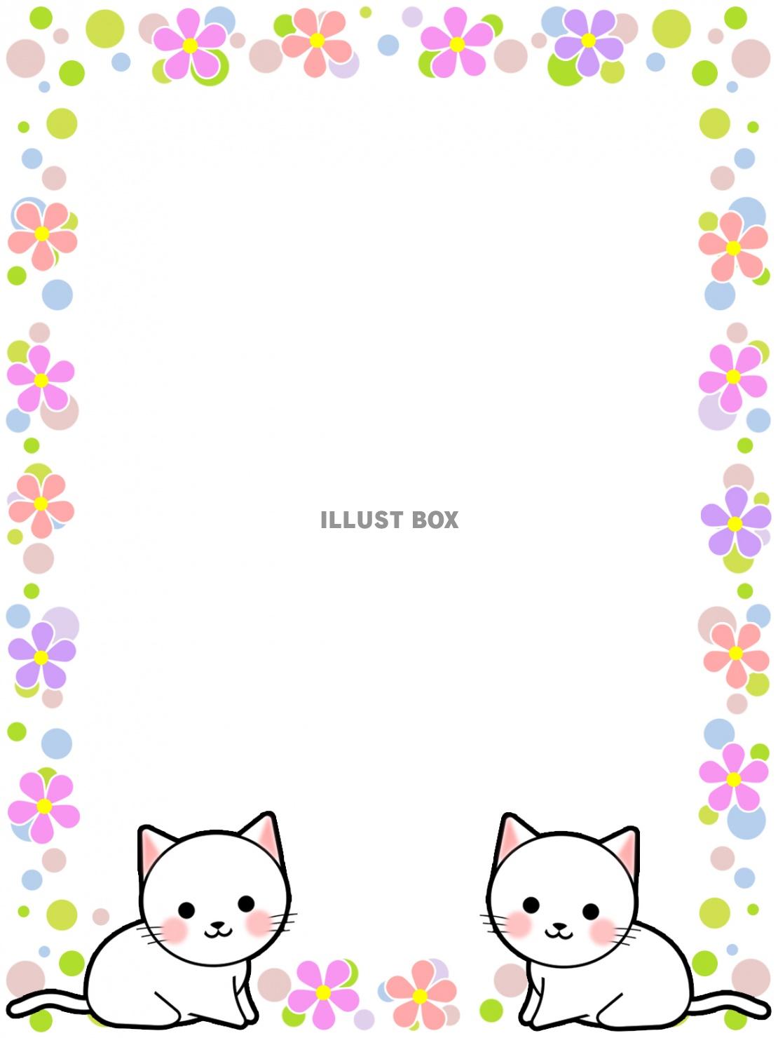 白い子猫フレームシンプル飾り枠背景素材　