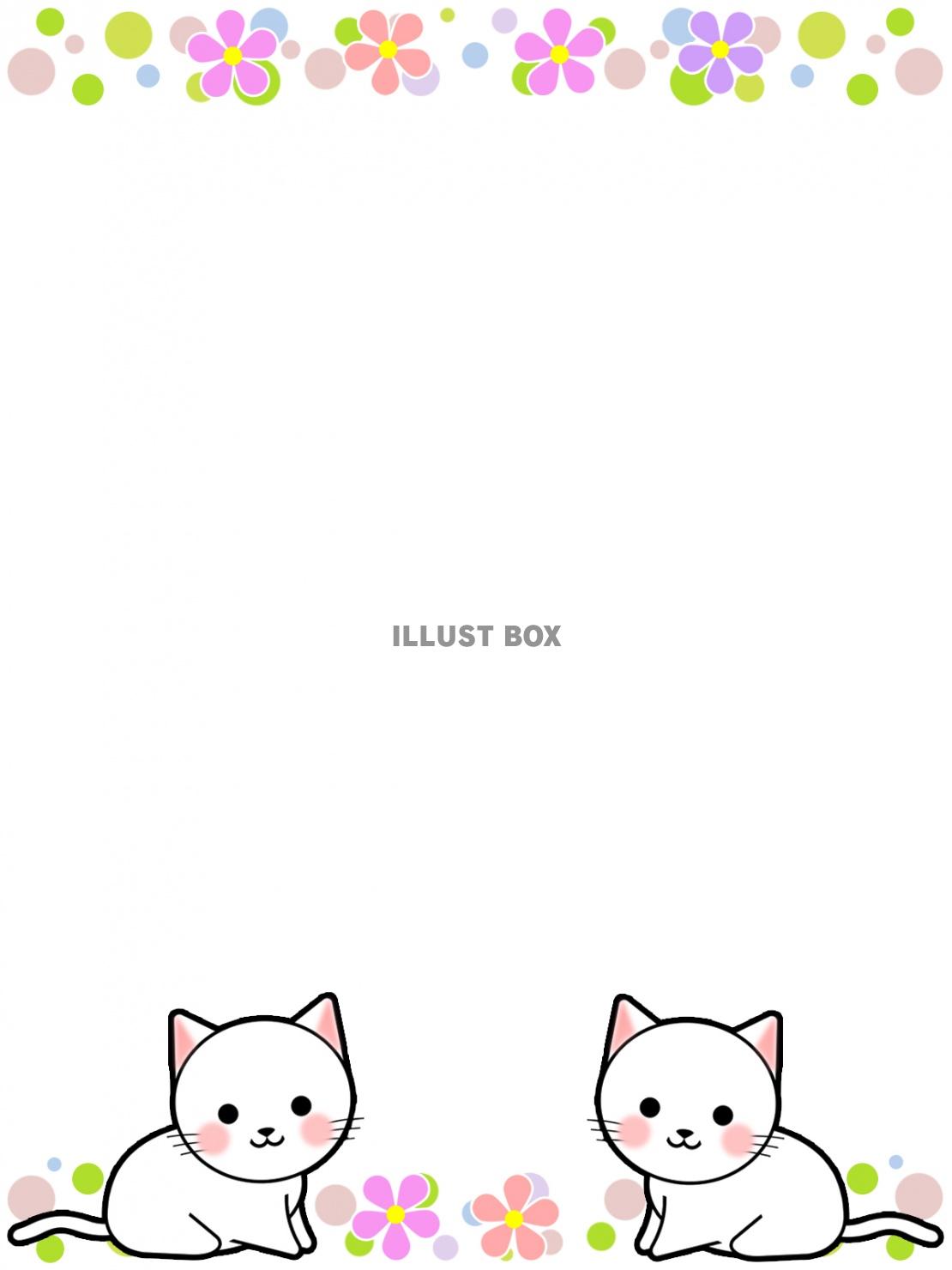 白い子猫フレームシンプル飾り枠背景素材　