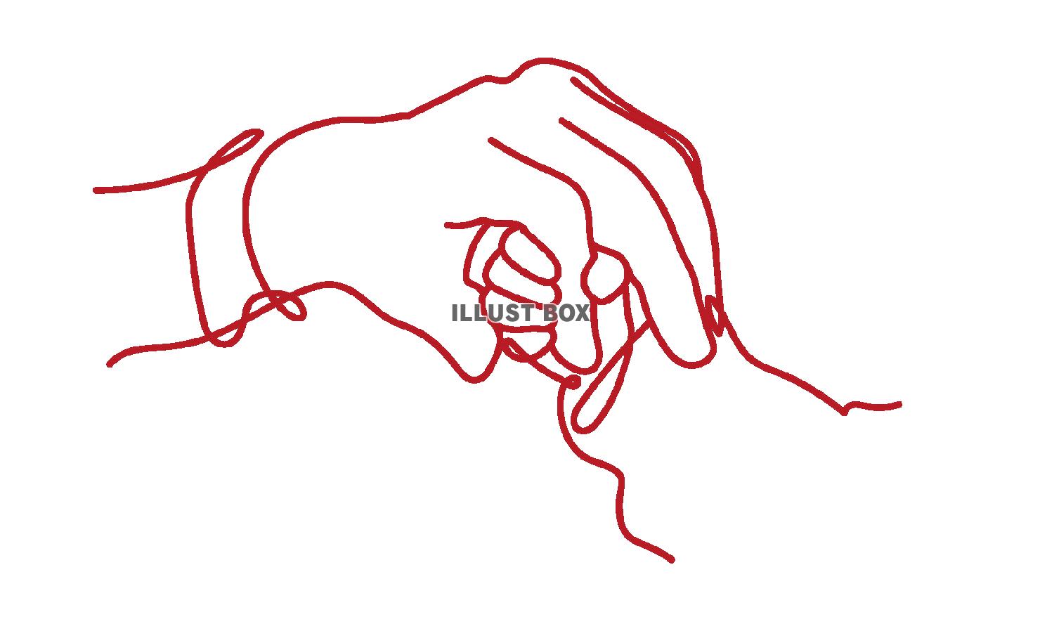 親の指を握る赤ちゃんの手の線画