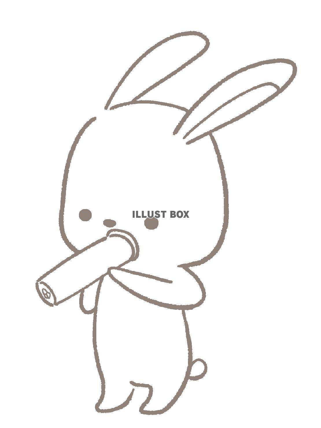 恵方巻きを食べるウサギのぬり絵イラスト