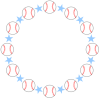 硬式野球ボールボールと星の丸形（円形）フレーム水色