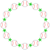 硬式野球ボールボールと星の丸形（円形）フレーム緑色