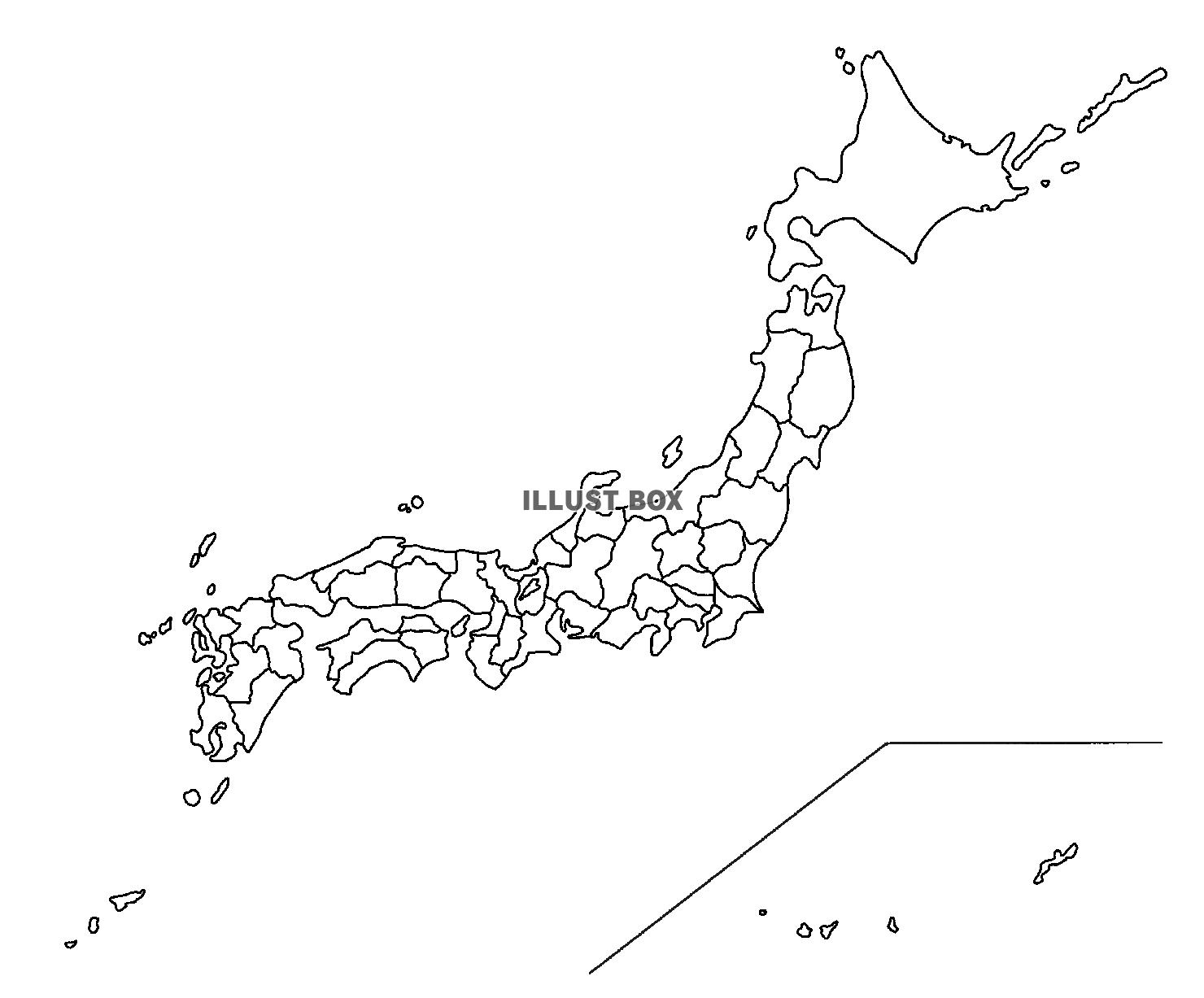 ちょっとラフな手書き日本地図　白地図版 
