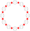 軟式野球ボールボールと星の丸形（円形）フレーム赤