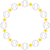軟式野球ボールボールと星の丸形（円形）フレーム黄色
