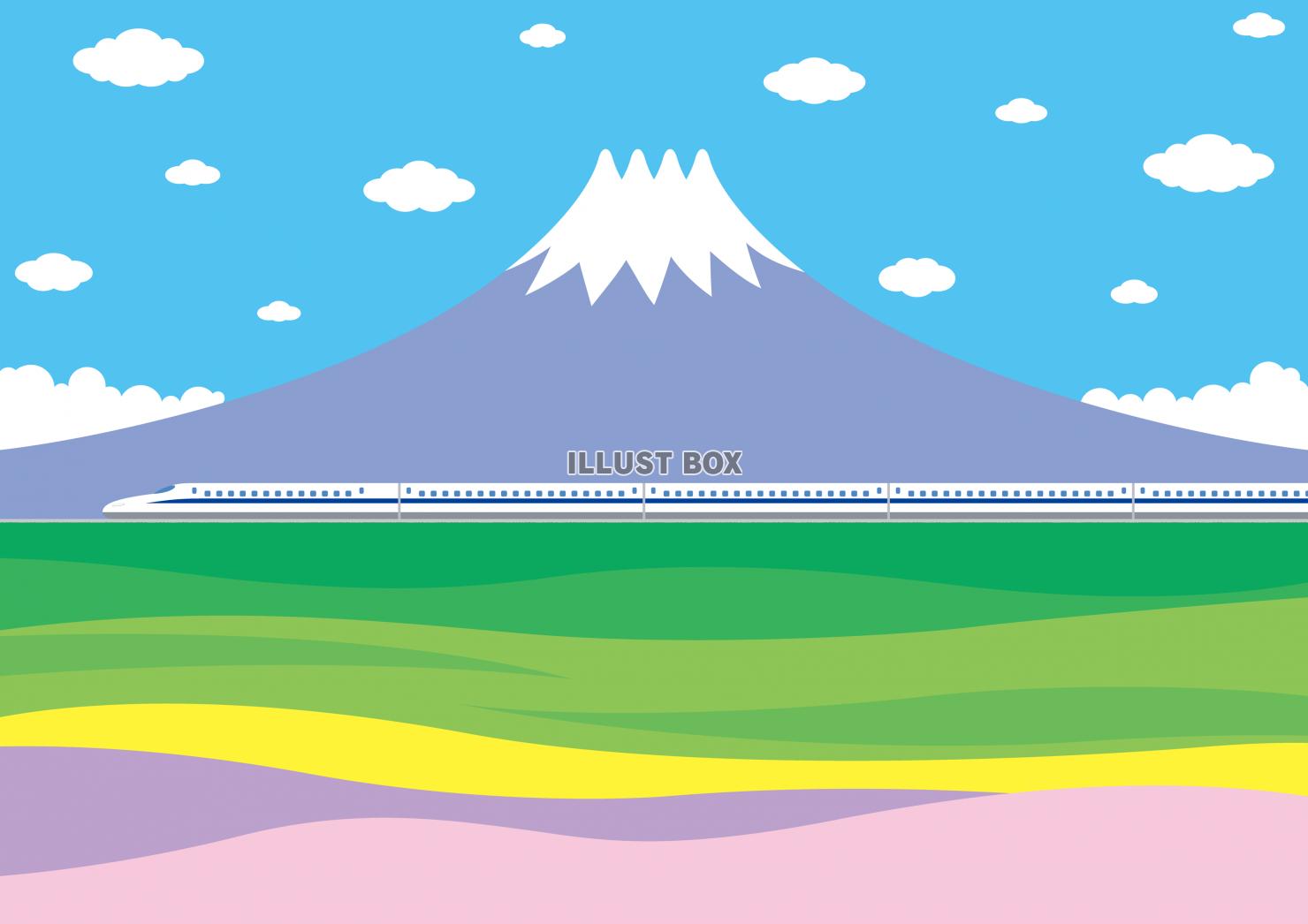 富士山をバックに新幹線の走る風景