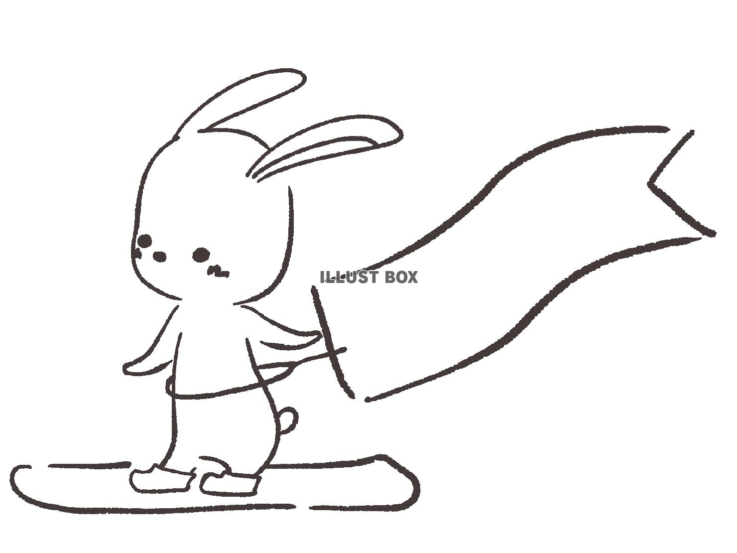スノボをするウサギのイラスト