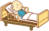 高齢男性と介護用ベッド
